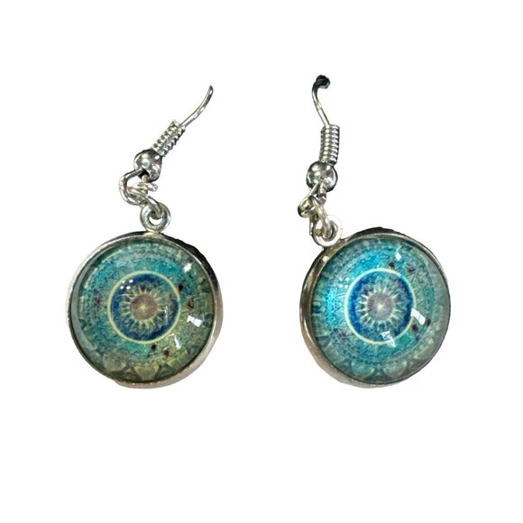 Boho Mandala Hippie Style Earrings Bracelet Necklace Silver Tone Chain - Picture 4 of 6